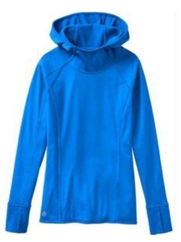 Athleta Blue Plush Tech Running Pullover Hooded Long Sleeve Top